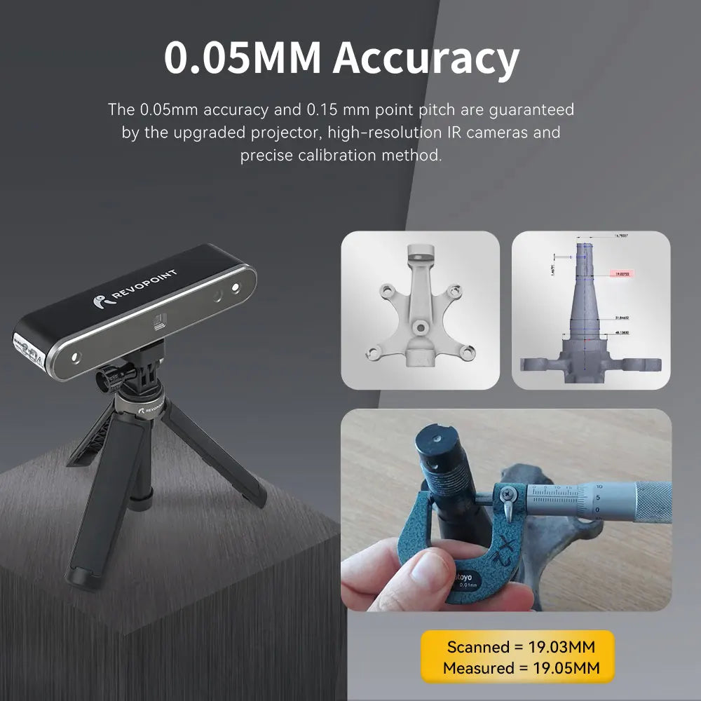 Revopoint POP 2 3D Scanner 0.05mm 10fps High-Precision 3DScanner For 3D Printer With 8 Accessories 3D Scanner Camera