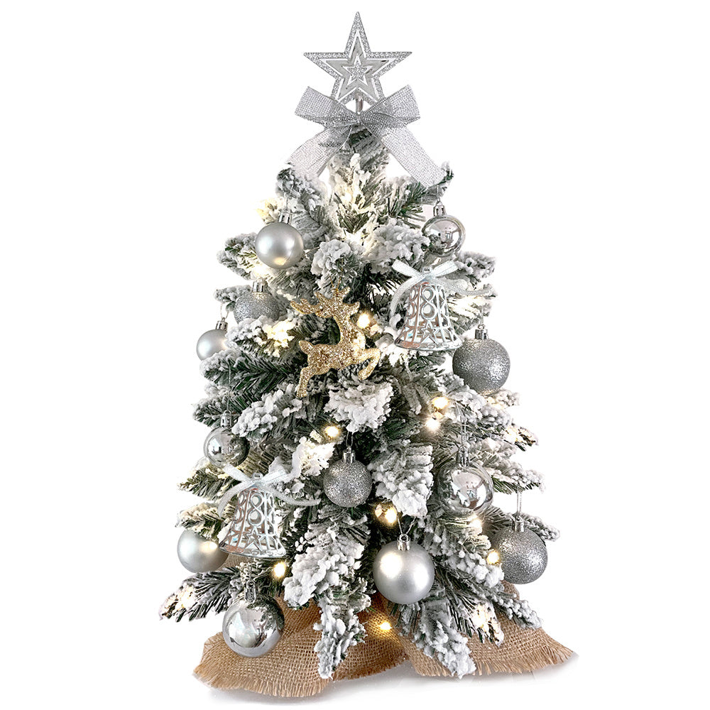 2ft Tabletop Christmas Tree Decoration With Flocked Snow