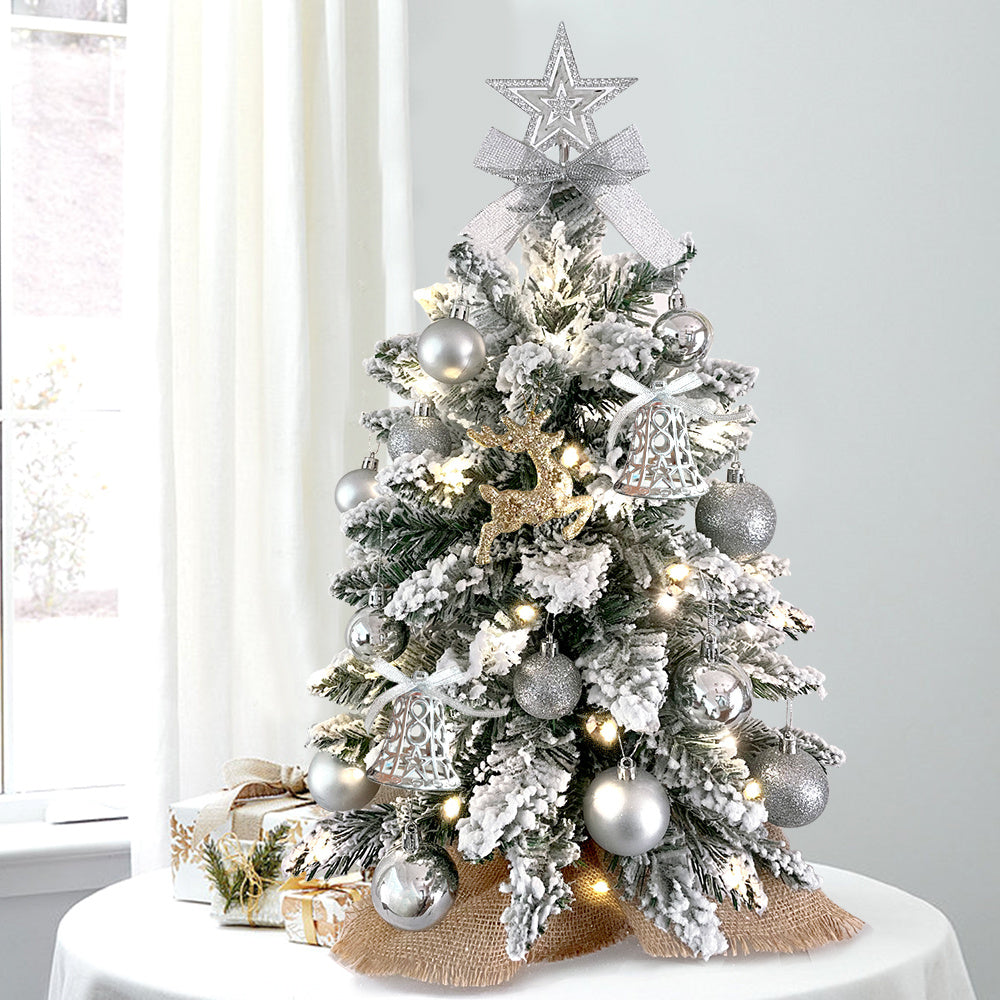 2ft Tabletop Christmas Tree Decoration With Flocked Snow